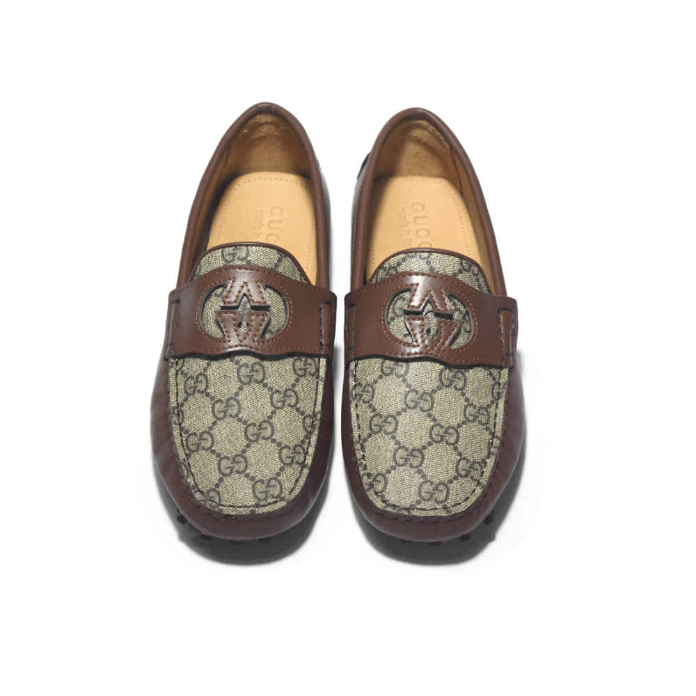 Gucci Brown Interlocking G Driver Loafers-thumb-3