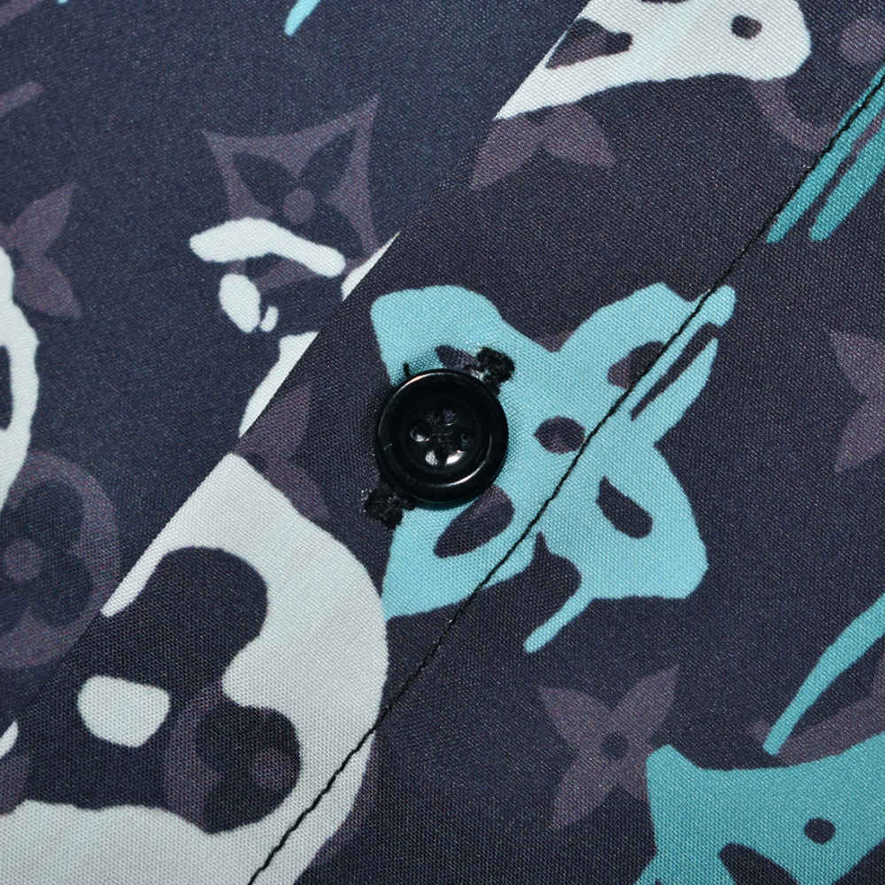 Louis Vuitton Sky Blue & Black Premium Quality Half Sleeve Shirt-3