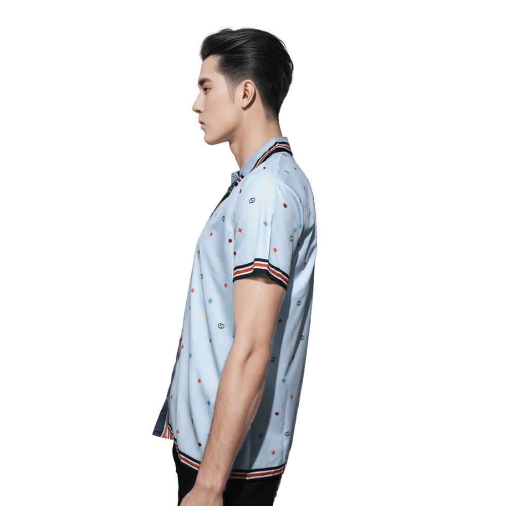 Gucci Sky Blue Premium Quality Half Sleeve Shirt-2