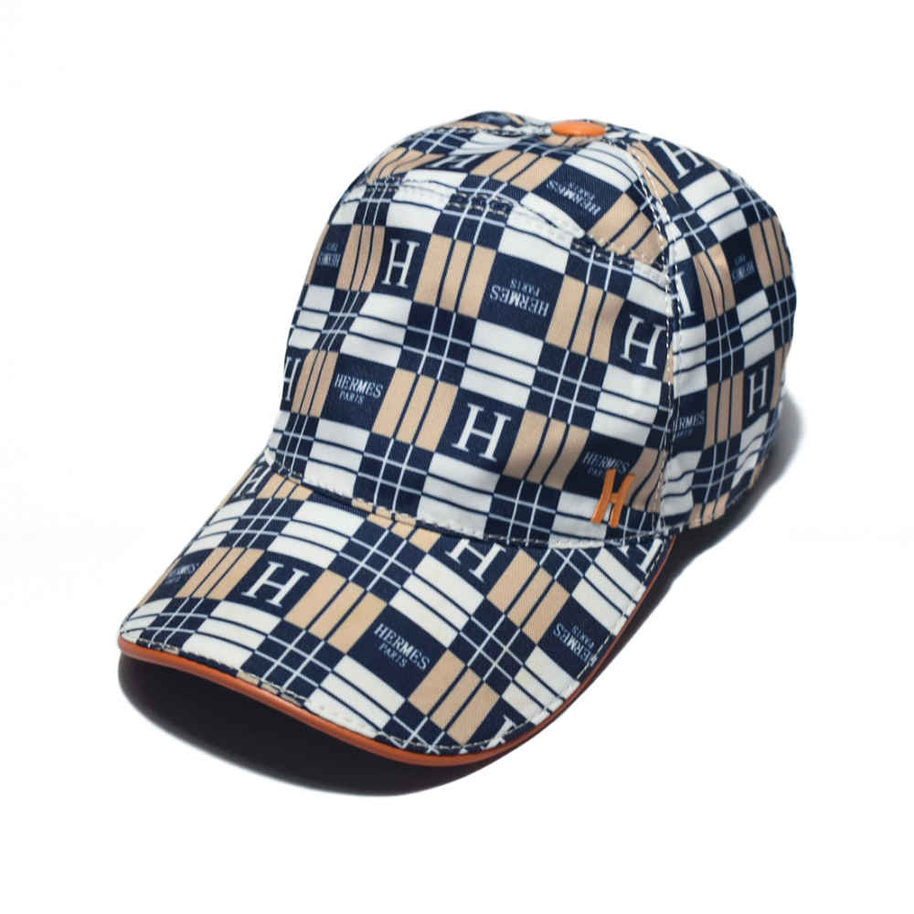 Hermes Blue & White Checks Premium Cap-thumb-0
