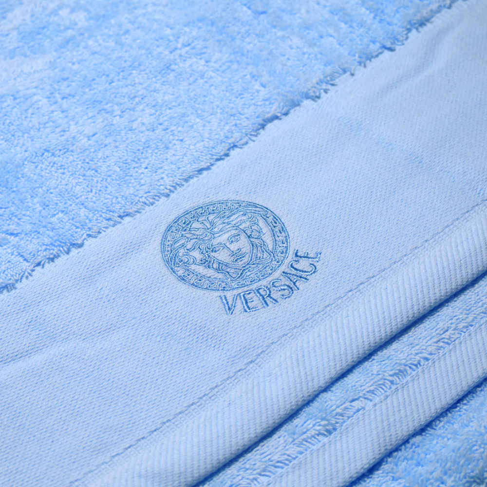 Versace Embroidered logo Blue Premium Towel - Set of 3-thumb-1