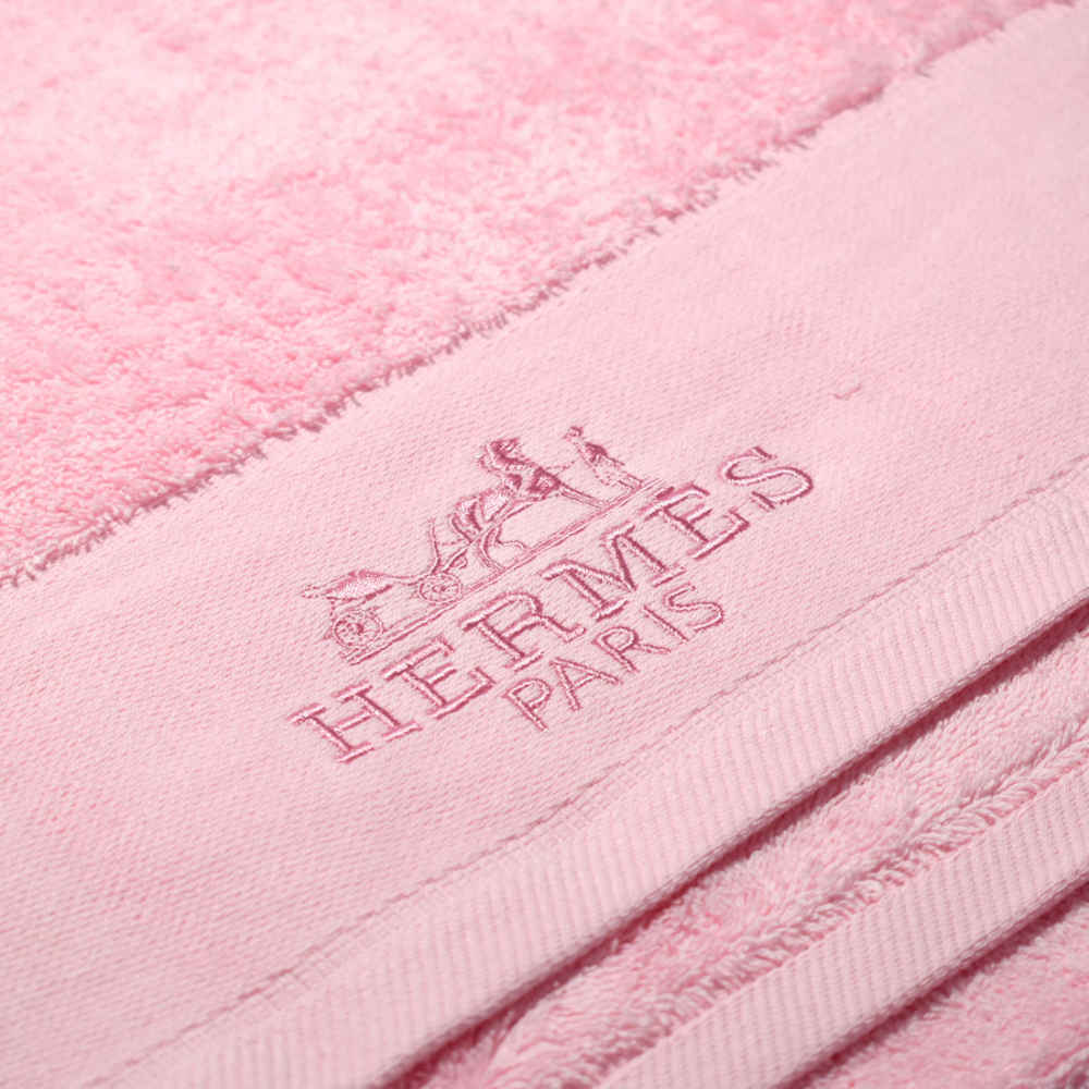 Hermes Paris Embroidered logo Pink Towel - Set of 3-thumb-1