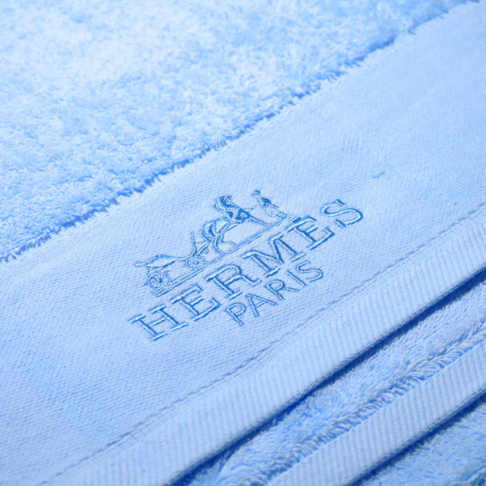 Hermes Paris Embroidered logo Blue Towel - Set of 3-1