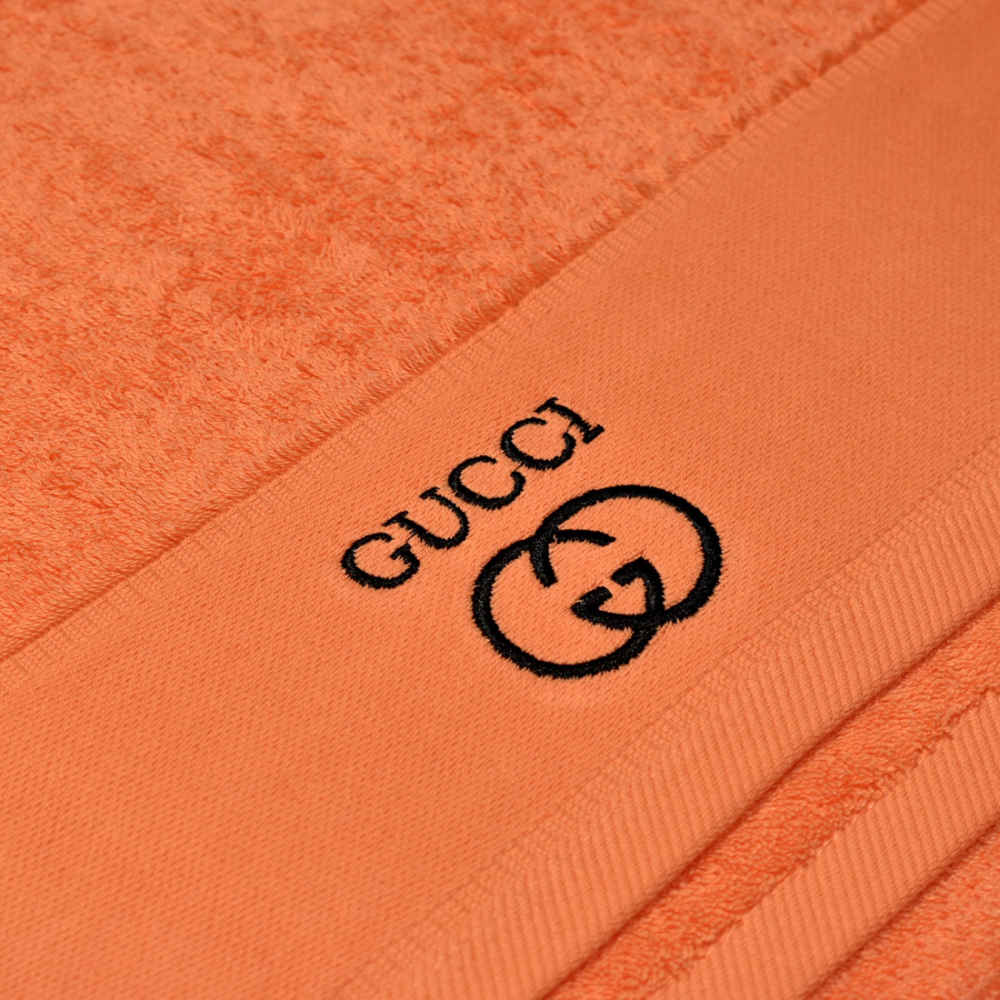 Gucci Embroidered Orange Premium Quality Towel - Set of 3-thumb-1
