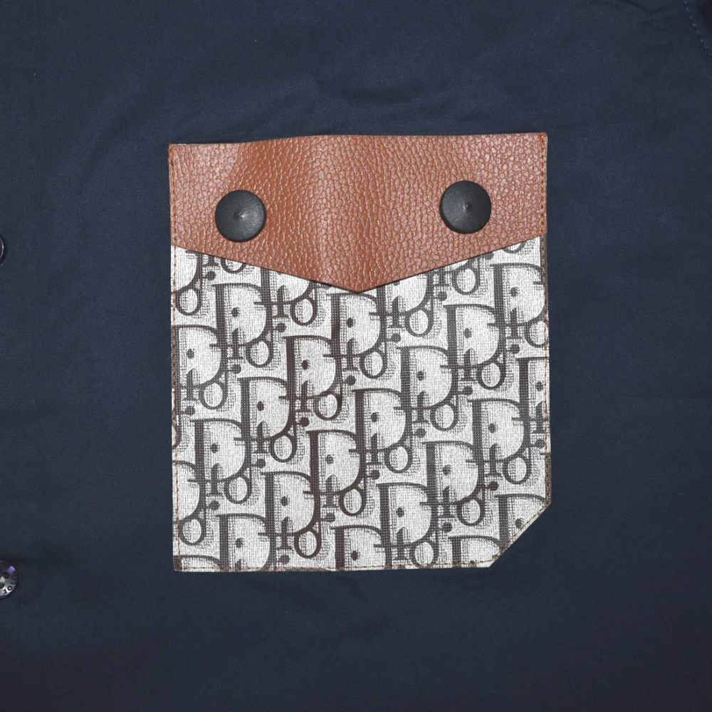Dior Oblique Pattern Pocket Logo Blue Premium Shirt-3