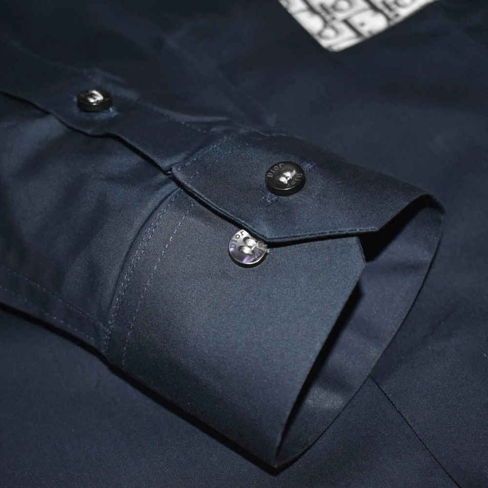 Dior Oblique Pattern Pocket Logo Blue Premium Shirt-6