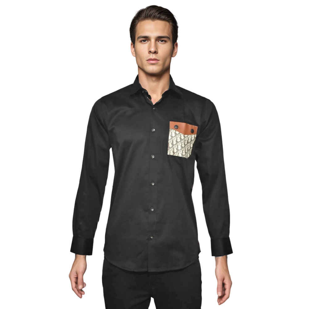 Dior Oblique Pattern Pocket Logo Black Premium Shirt-7