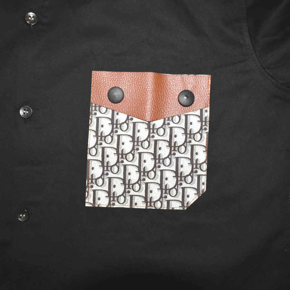 Dior Oblique Pattern Pocket Logo Black Premium Shirt-3