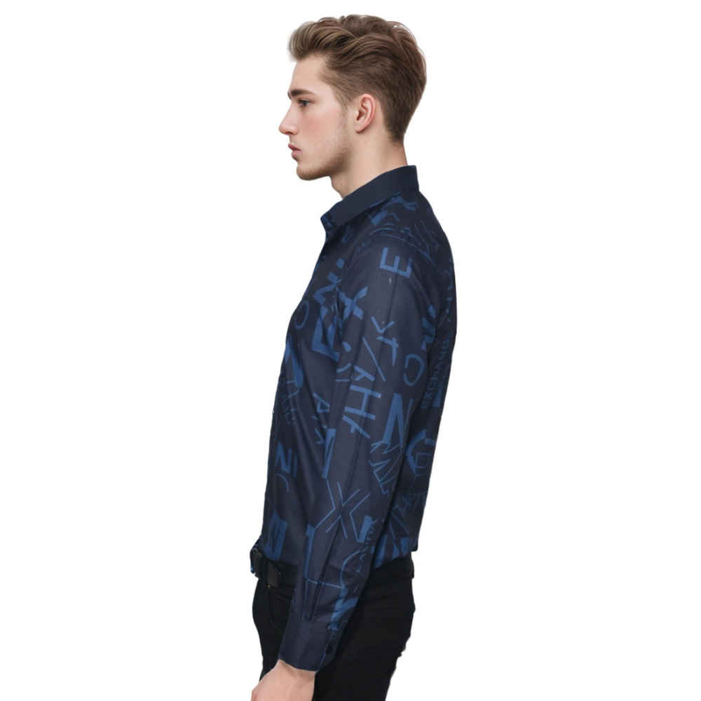 Armani Exchange Printed Black & Blue Premium Shirt-2