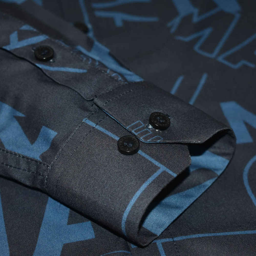 Armani Exchange Printed Black & Blue Premium Shirt-5