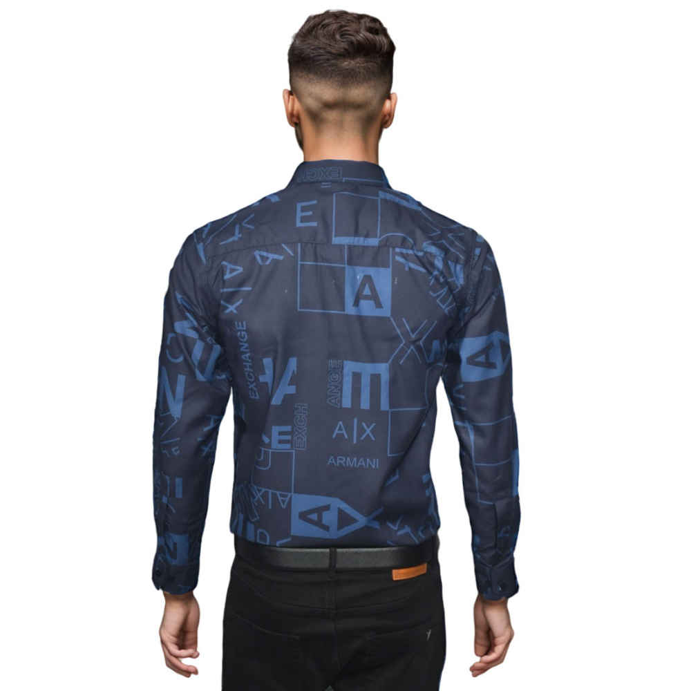 Armani Exchange Printed Black & Blue Premium Shirt-1