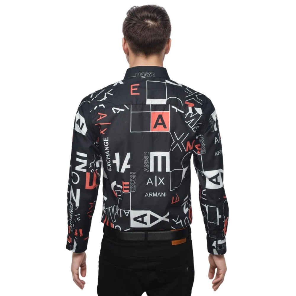 Armani Exchange Printed Grey Premium Quality Shirt-thumb-1