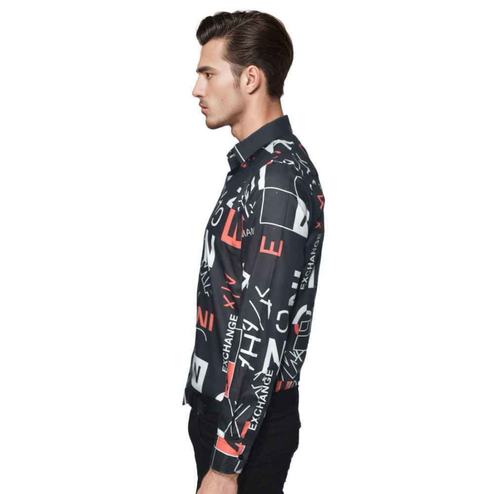 Armani Exchange Printed Grey Premium Quality Shirt-thumb-2