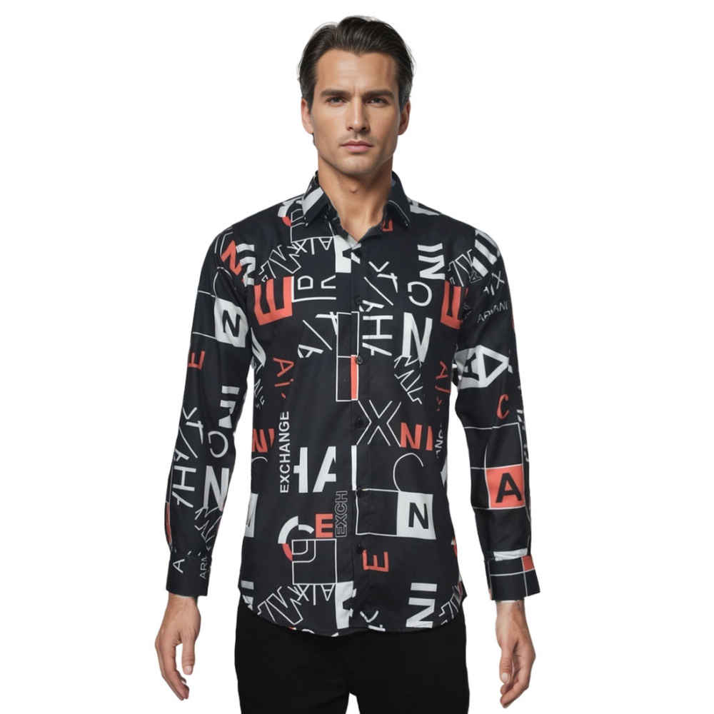 Armani Exchange Printed Grey Premium Quality Shirt-thumb-6