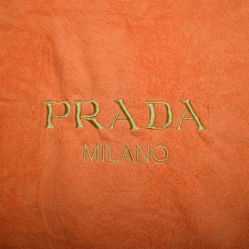 Prada Milano Embroidered Logo Orange Towel - Set of 2-thumb-1