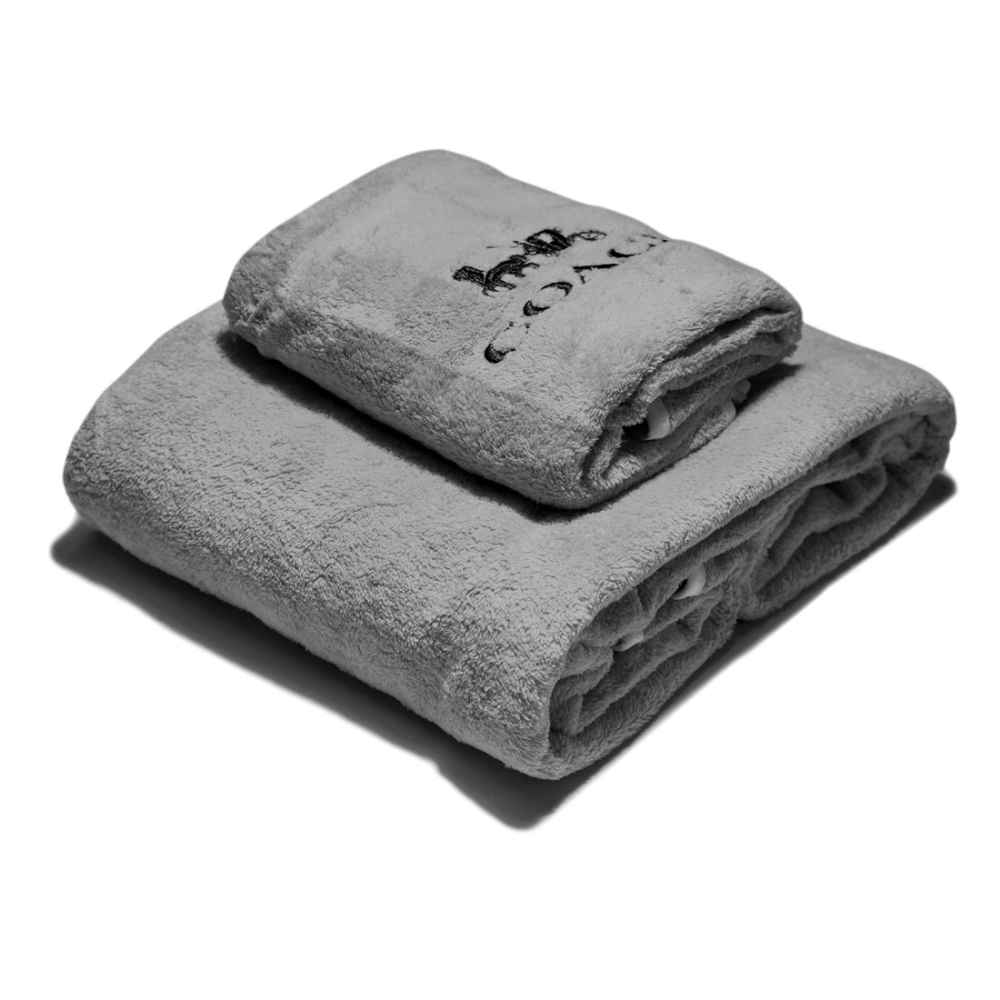 Coach Embroidered Logo Grey Premium Towel - Set of 2-thumb-0