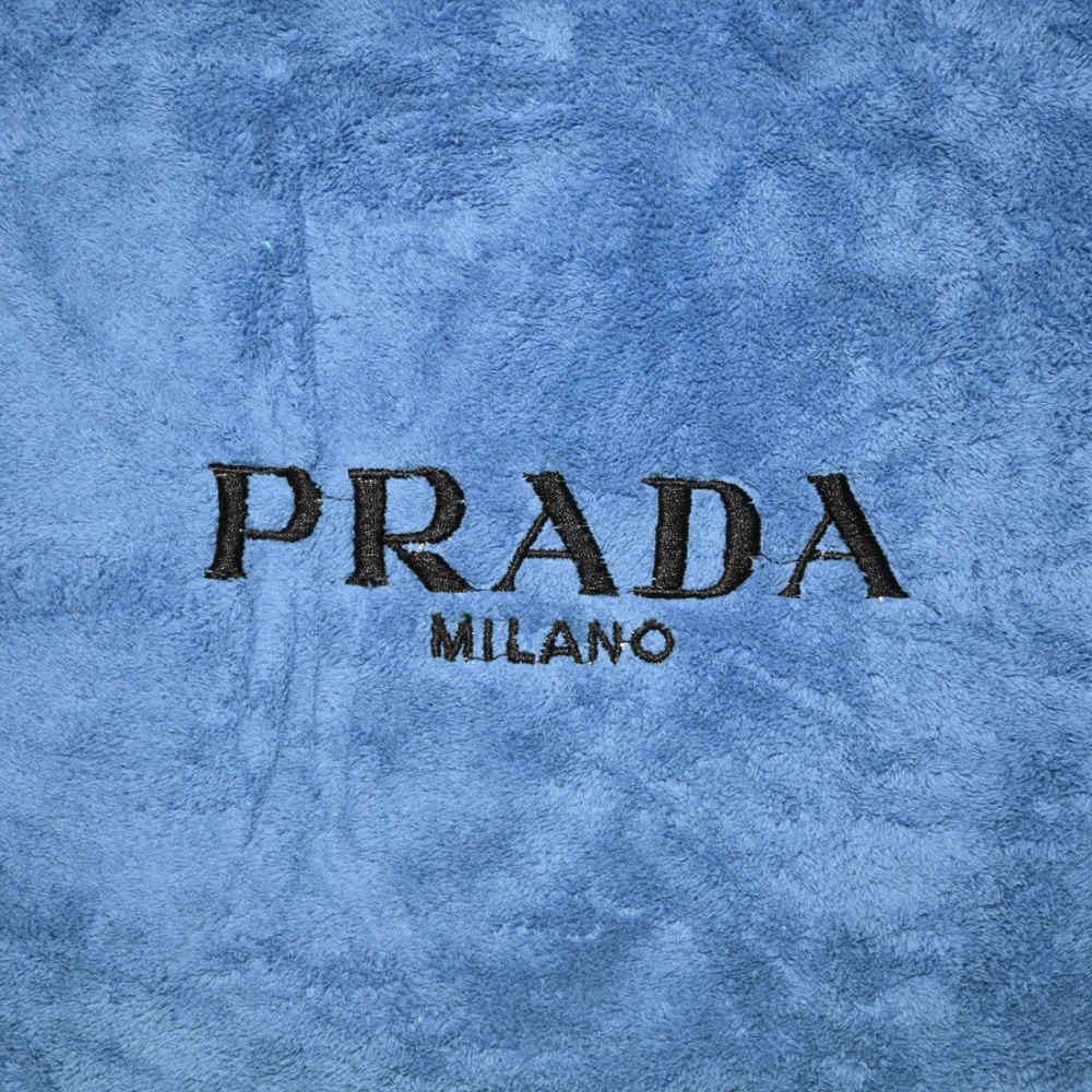 Prada Embroinded Blue Premium Quality Towel - Set of 2-1