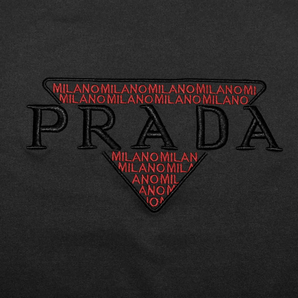 Prada Embroidered Black Premium T-shirt & Shorts Combo-thumb-4