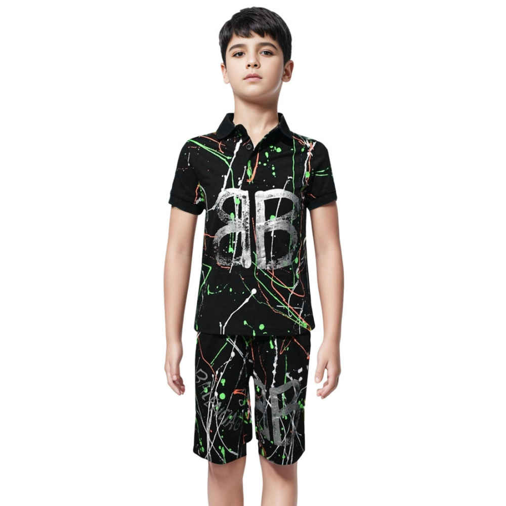 Balenciaga Black Premium Quality Kids Co-ord Set-thumb-0