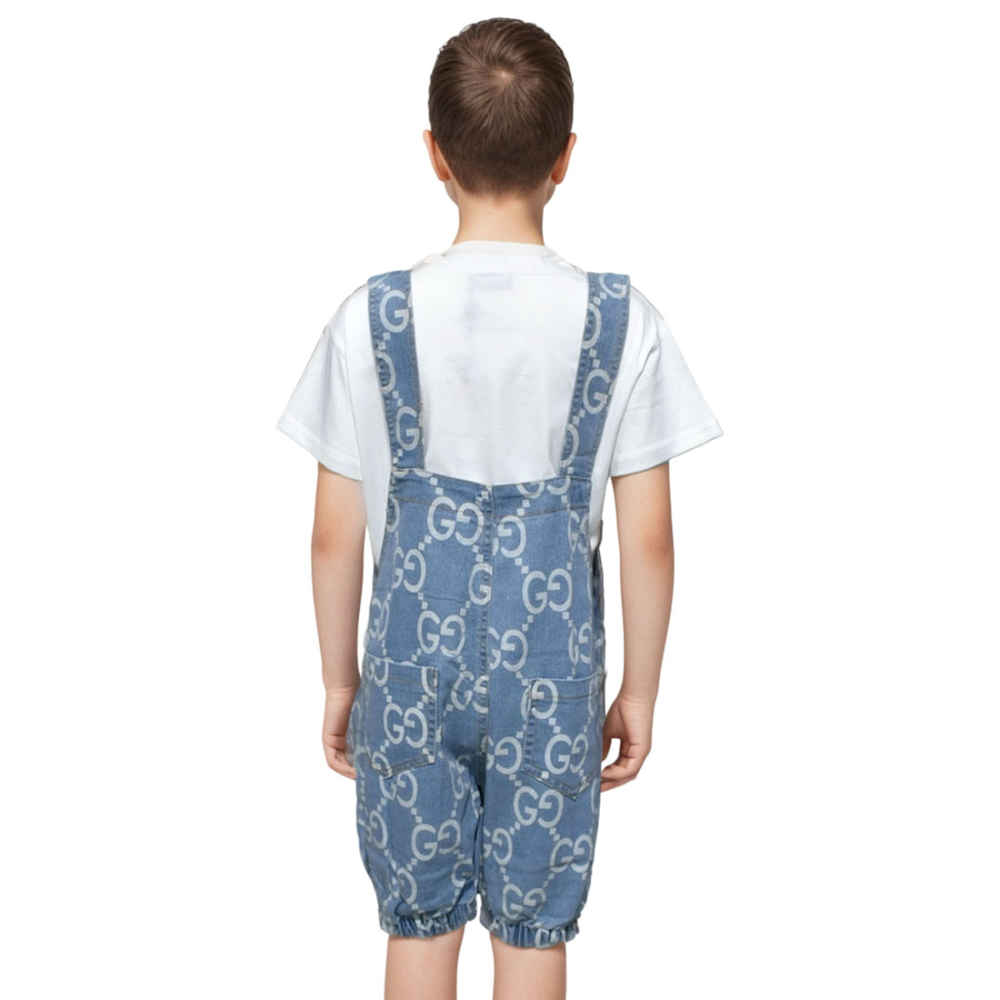 Gucci Printed White & Blue Premium Kids Co-ord Set-thumb-1