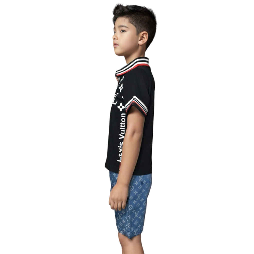 Louis Vuitton Black Monogram Premium Kids Co-ord Set-2