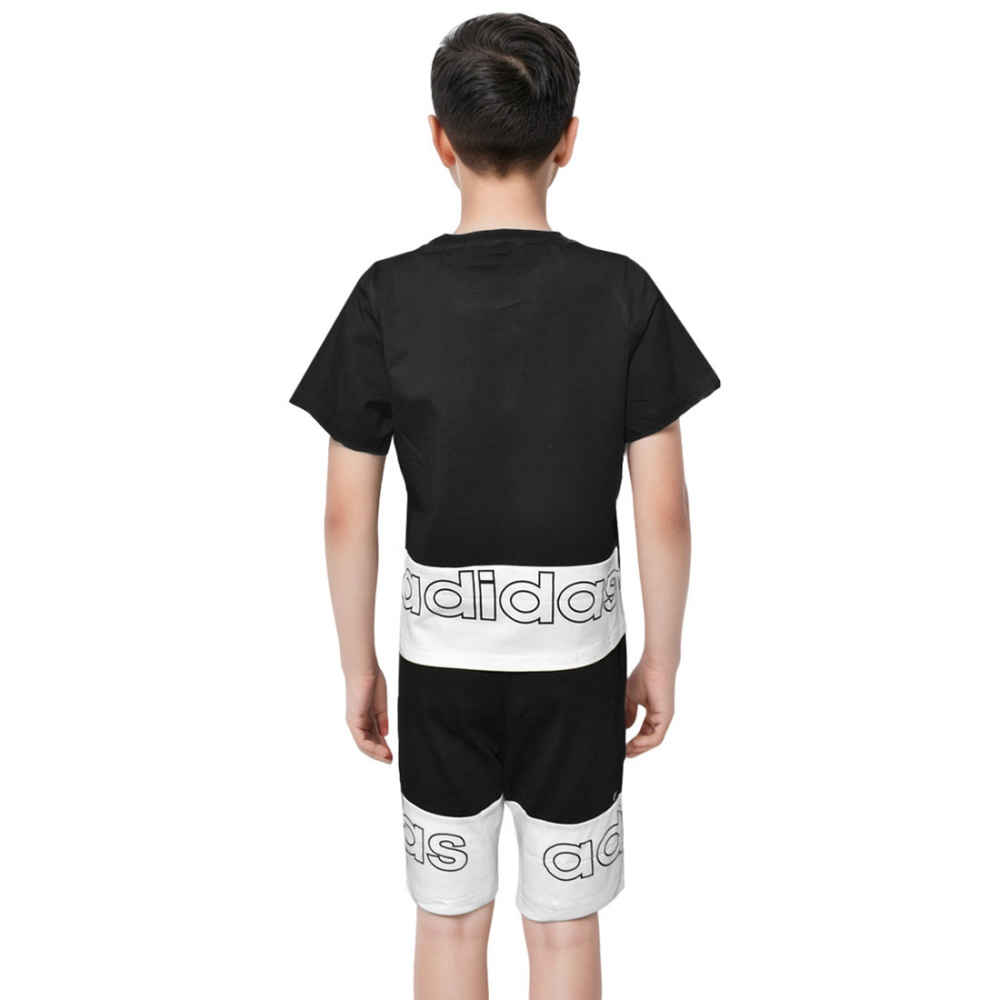 Adidas logo Printed Black & White Kids Co-ord Set-1