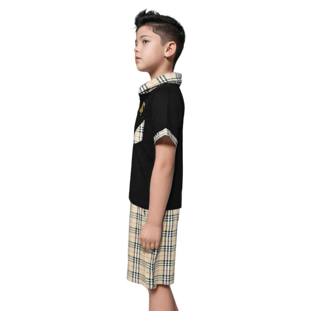 Burberry Embroidered logo Black Premium Kids Co-ord Set-2
