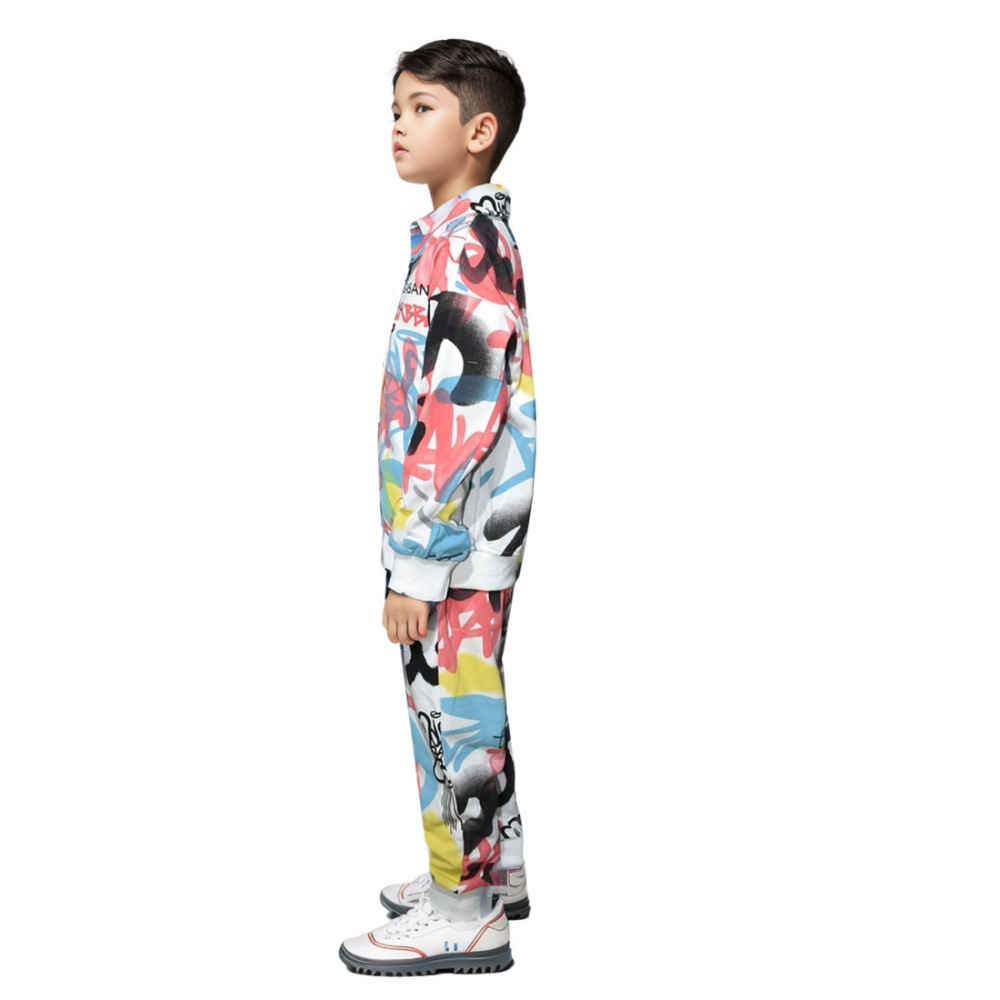 Dolce & Gabbana White Graffiti Printed Kids Co-ord Set-thumb-2