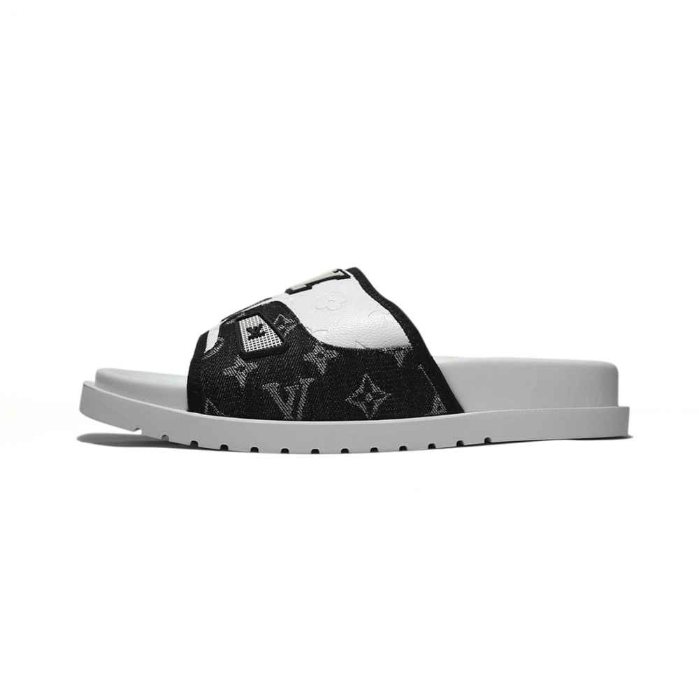 Louis Vuitton White & Black Premium Quality Men's Flip-flops-thumb-1