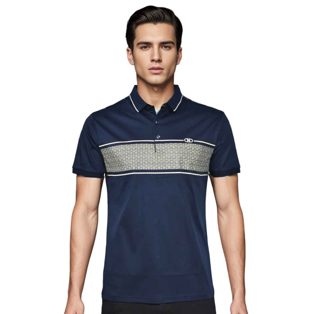 Salvatore Ferragamo Navy Blue Premium Luxury Polo T-shirt-thumb-0