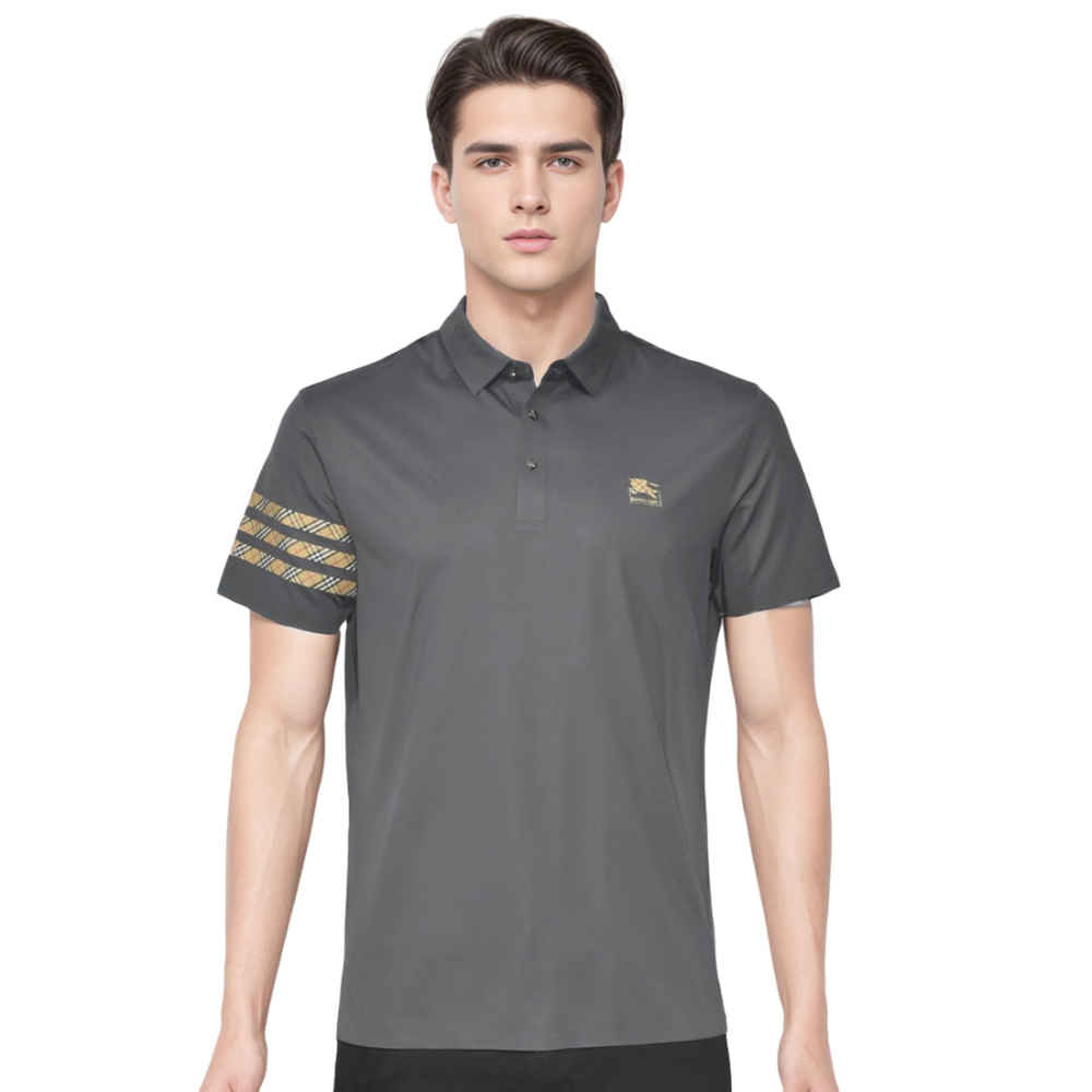 Burberry Grey Premium Quality Polo Tees-thumb-0