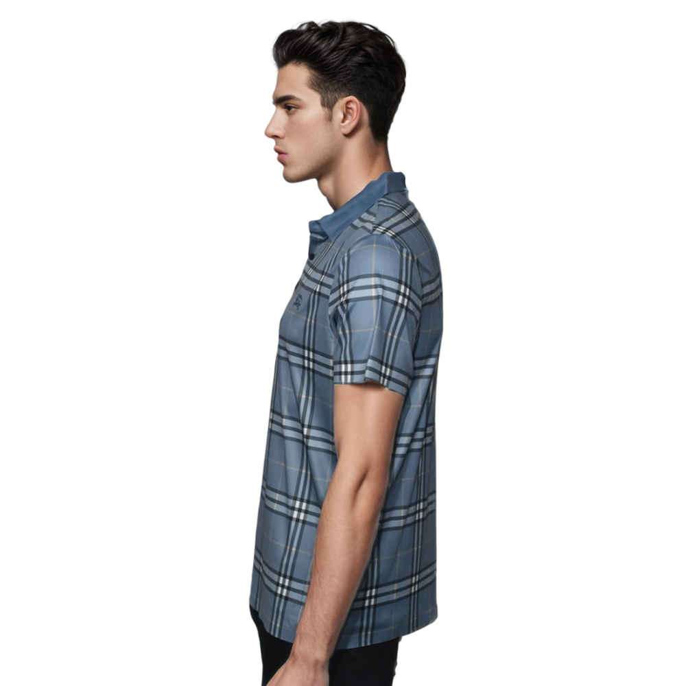 Burberry Blue Embroidered Logo Premium Polo T-shirt-thumb-2