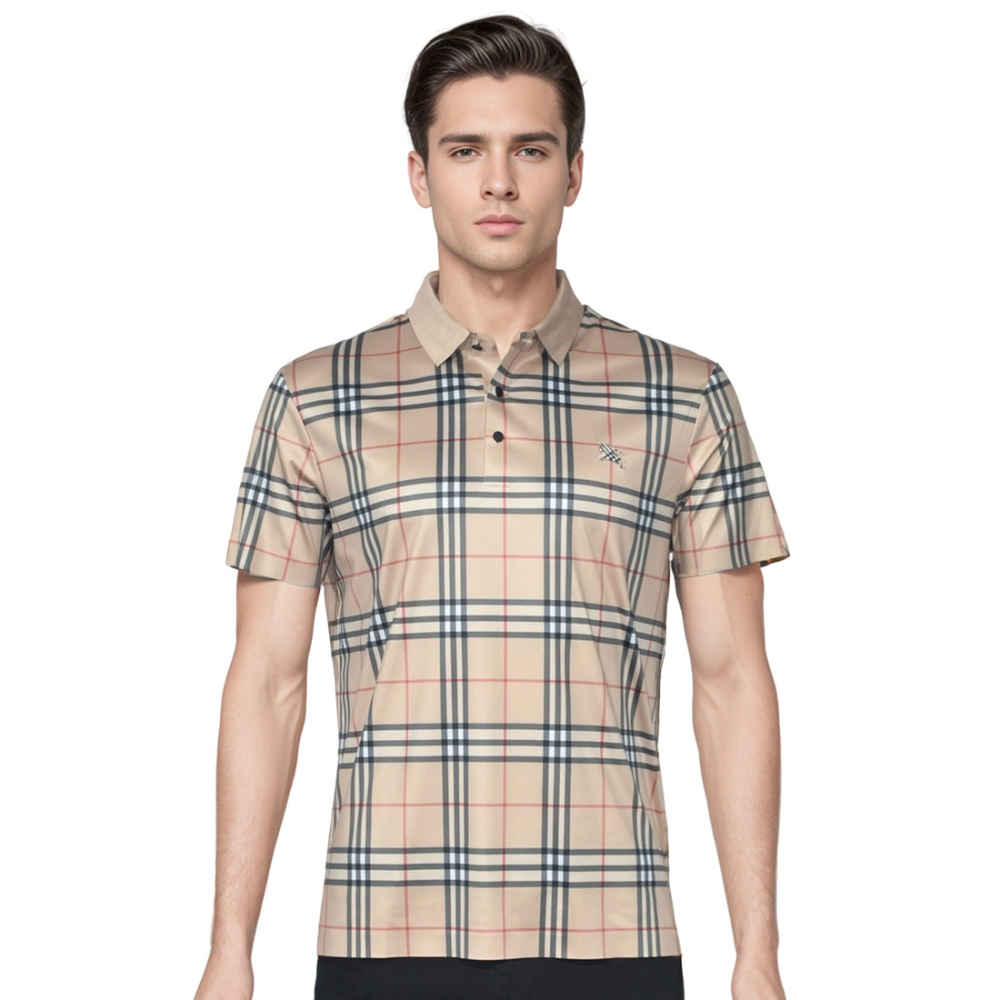 Burberry Brown Embroidered Logo Premium Polo T-shirt-thumb-0