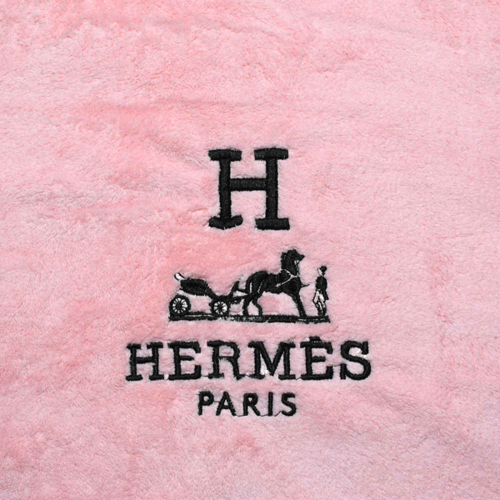 Hermes Paris Embroidery Logo Pink Towels - Set of 2-1