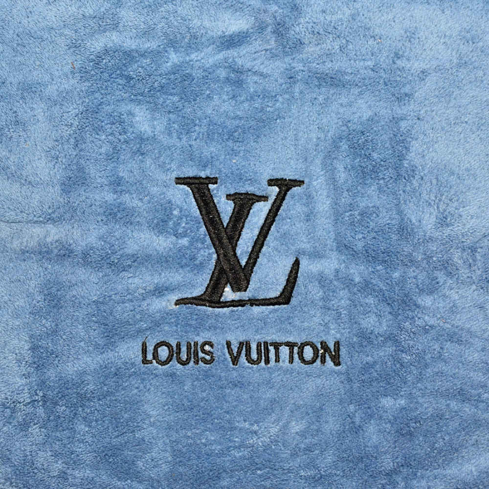 Louis Vuitton Embroidered logo Blue Premium Towel - Set of 2-thumb-1