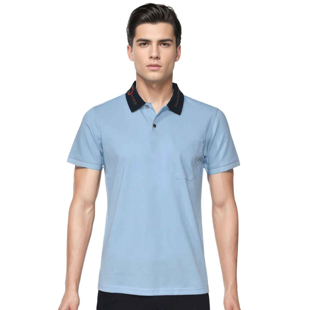 Gucci Sky Blue Premium Quality Polo Men's T-shirt-thumb-0