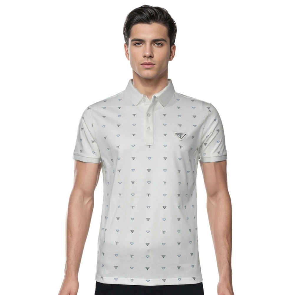 Prada White Premium Quality Polo Tees-thumb-0