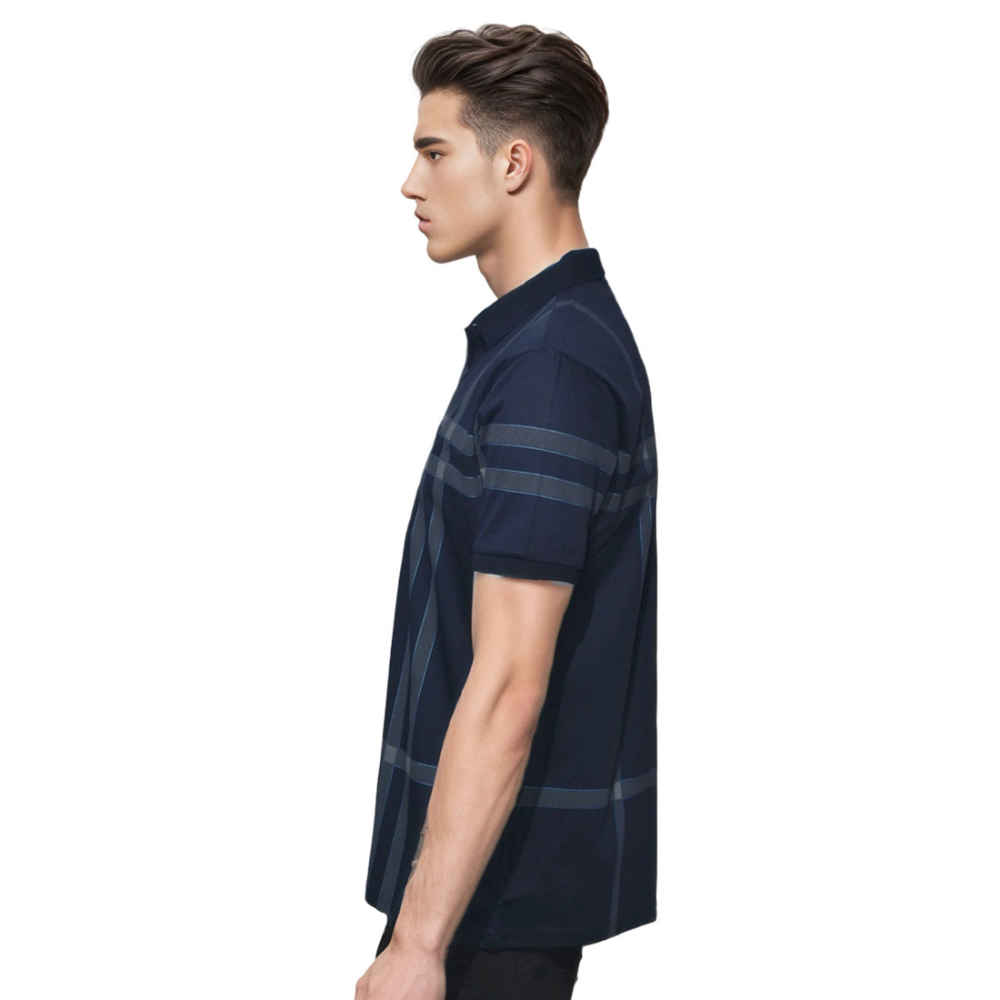Burberry Navy Blue Premium Quality Polo Tees-thumb-2