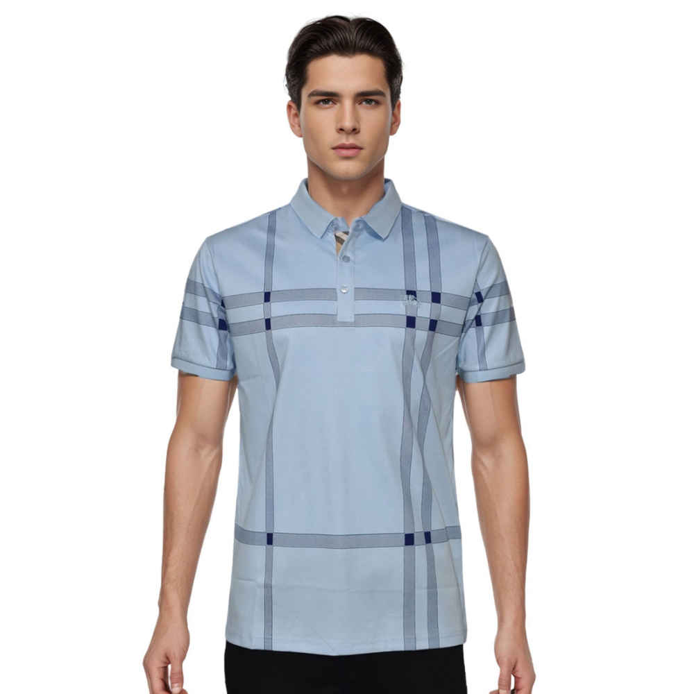 Burberry Sky Blue Premium Quality Polo Tees-thumb-0