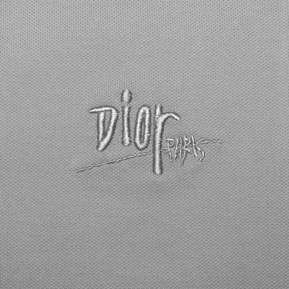 Dior Embroidered Grey Premium Quality T-shirt-thumb-3