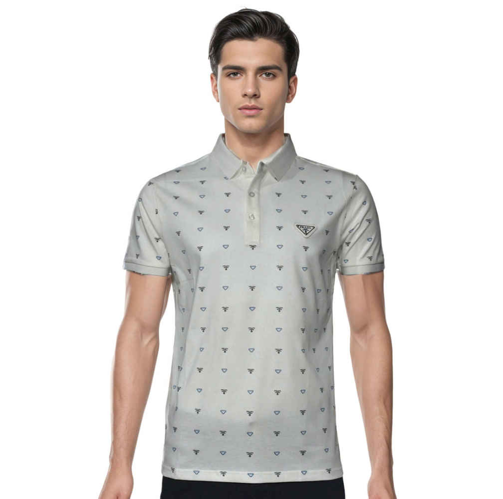 Prada Grey Premium Quality Polo Tees-thumb-0