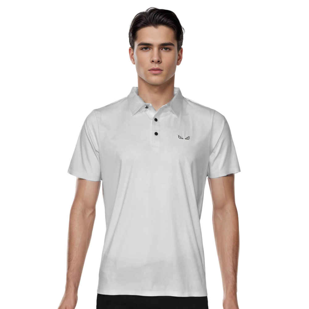Fendi Embossed logo White Premium Polo T-shirt-thumb-0