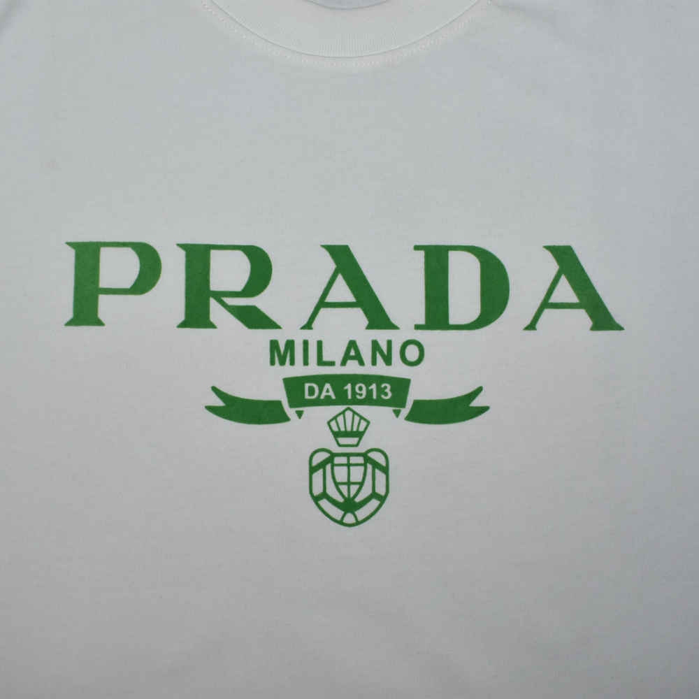 Prada Milano logo Print White Premium T-shirt-3