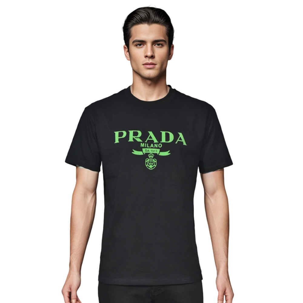 Prada Milano logo Print Black Premium T-shirt-thumb-0