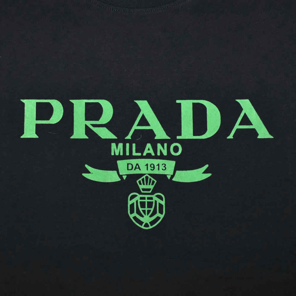 Prada Milano logo Print Black Premium T-shirt-thumb-3