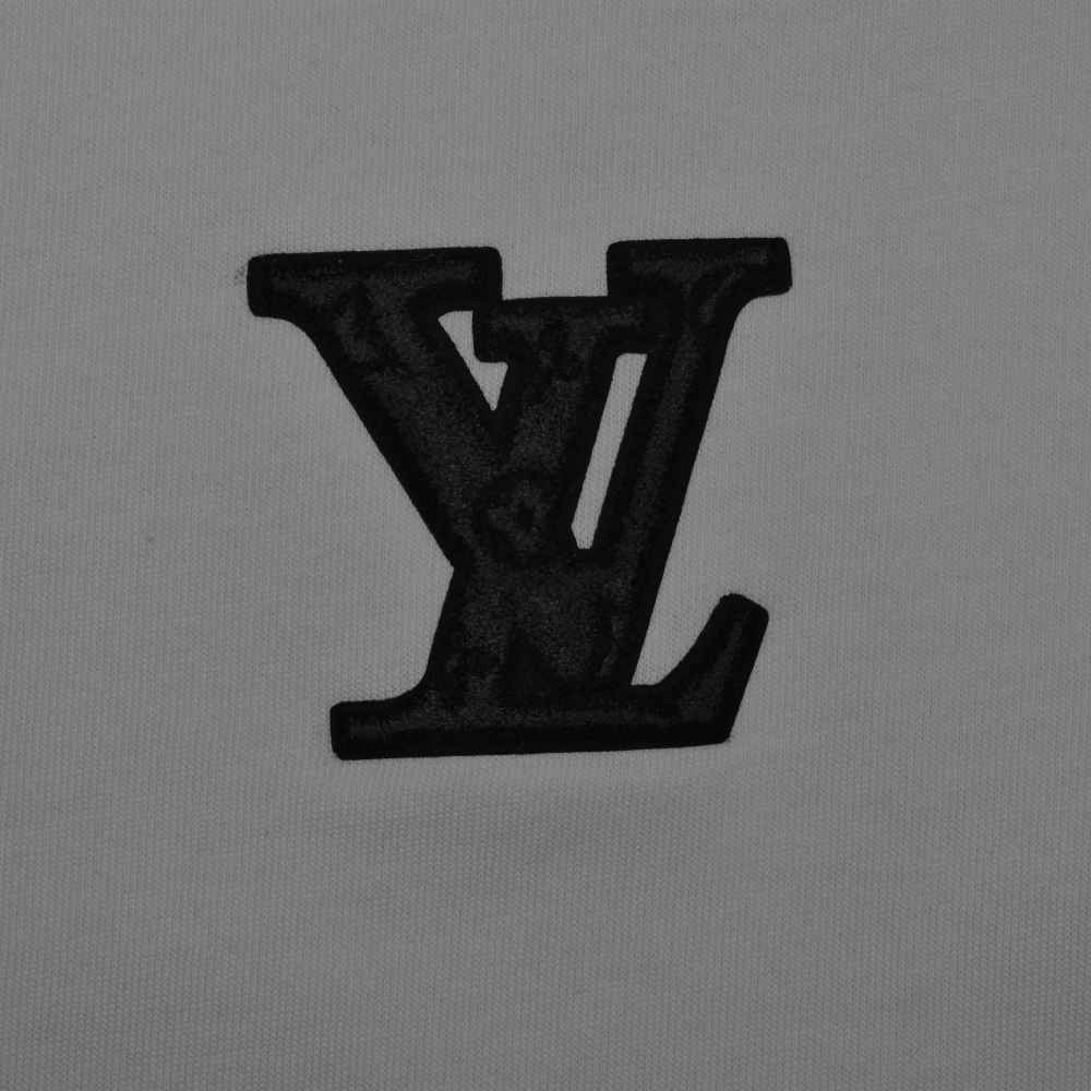 Louis Vuitton Monogram Embroidered Grey Premium T-shirt-thumb-3