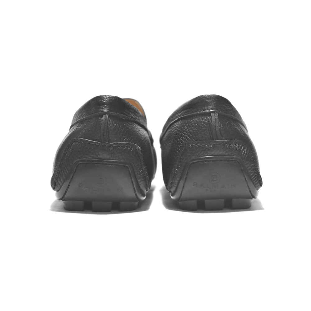 Balmain Black Premium Luxury Leather Loafers-4