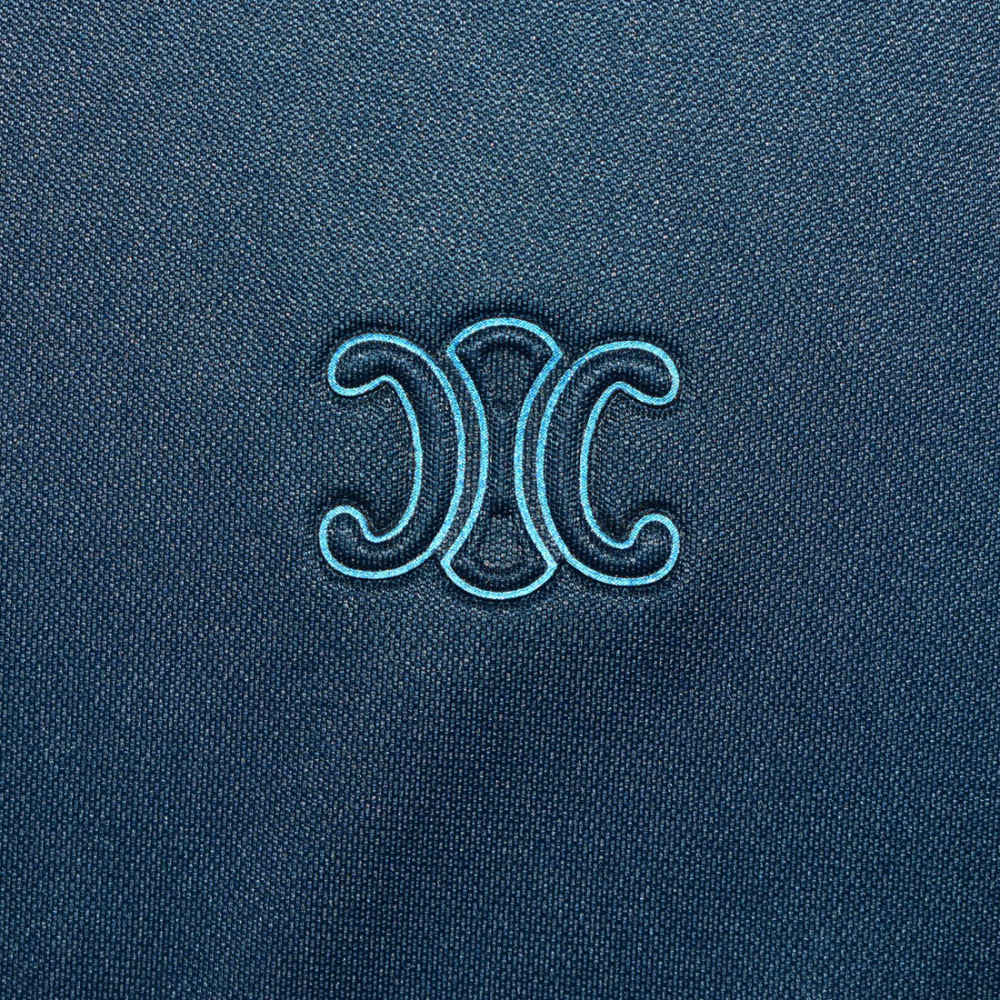Celine Embossed logo Blue Premium Polo T-shirt-thumb-3