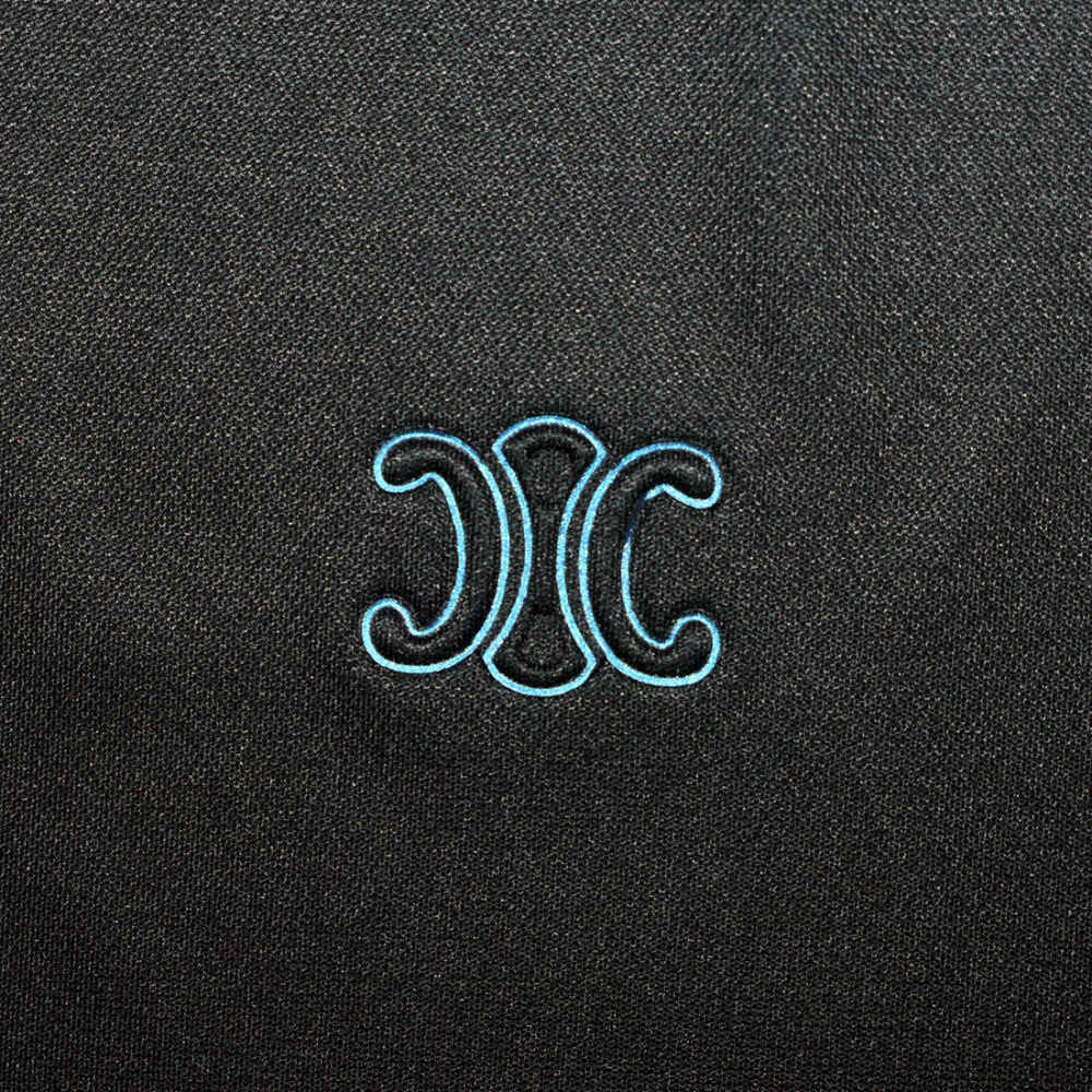 Celine Embossed logo Black Premium Polo T-shirt-thumb-3