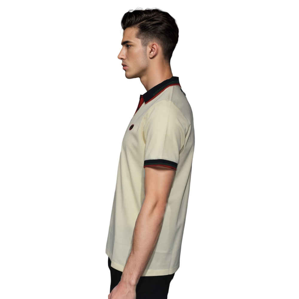 Gucci Embroidered logo Cream Cotton Polo T-shirt-thumb-2